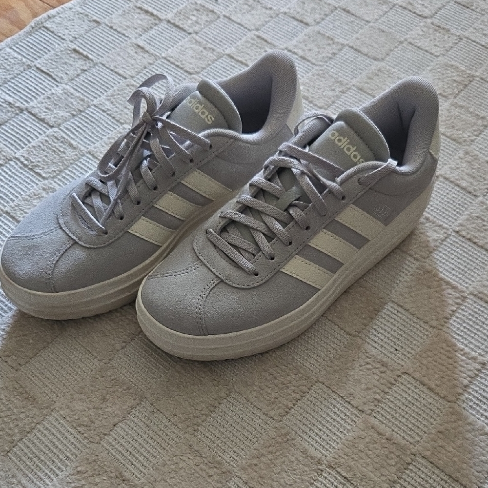 Adidas Light Gray and White Casual Sneakers